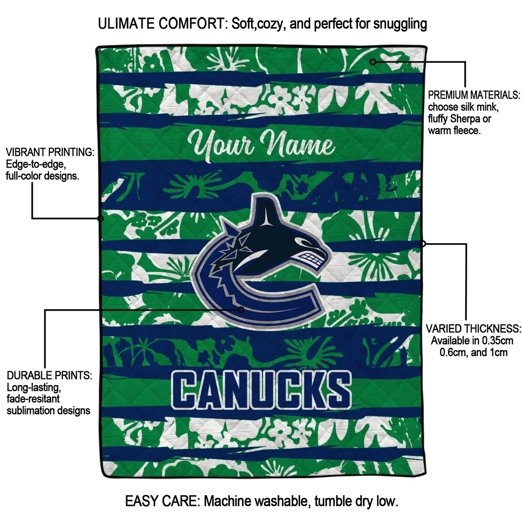 custom vancouver canucks layered florals blue white quilt blanket latest model custom vancouver canucks layered florals blue white quilt blanket latest model