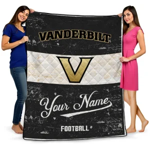 custom vanderbilt commodores hibiscus burst black white quilt blanket best selling