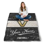 custom vanderbilt commodores hibiscus burst black white quilt blanket best selling