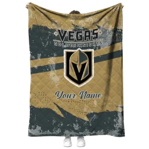 custom vegas golden knights brushstroke layers tan quilt blanket fashion forward