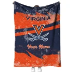 custom virginia cavaliers brushstroke layers blue quilt blanket best selling