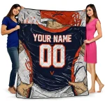 custom virginia cavaliers player sketch blue gray quilt blanket best selling