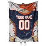 custom virginia cavaliers player sketch blue gray quilt blanket best selling