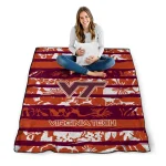 custom virginia tech hokies layered florals maroon white quilt blanket best selling
