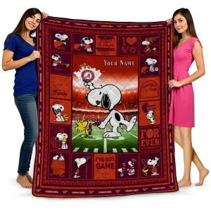 custom virginia tech hokies snoopy coach maroon quilt blanket best selling