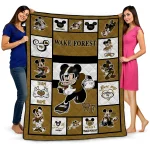 custom wake forest demon deacons mickey crimson gold white quilt blanket best selling