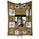 custom wake forest demon deacons mickey crimson gold white quilt blanket best selling