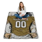 custom wake forest demon deacons player sketch gold gray quilt blanket best selling
