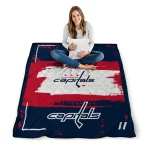 custom washington capitals grunge patch blue white quilt blanket best selling