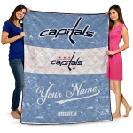 custom washington capitals pinstripe lines blue white quilt blanket best selling