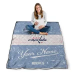 custom washington capitals pinstripe lines blue white quilt blanket best selling