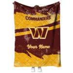 custom washington commanders brushstroke layers burgundy quilt blanket best selling