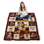 custom washington commanders mickey crimson burgundy white quilt blanket best selling