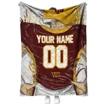 custom washington commanders player sketch burgundy gray quilt blanket best selling