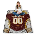 custom washington commanders player sketch burgundy gray quilt blanket best selling