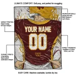 custom washington commanders player sketch burgundy gray quilt blanket best selling