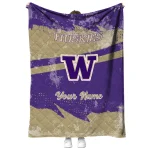 custom washington huskies brushstroke layers purple quilt blanket best selling
