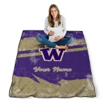custom washington huskies brushstroke layers purple quilt blanket best selling