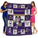custom washington huskies mickey crimson purple white quilt blanket best selling