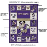custom washington huskies mickey crimson purple white quilt blanket best selling
