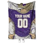 custom washington huskies player sketch purple gray quilt blanket best selling