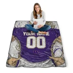 custom washington huskies player sketch purple gray quilt blanket best selling