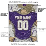custom washington huskies player sketch purple gray quilt blanket best selling