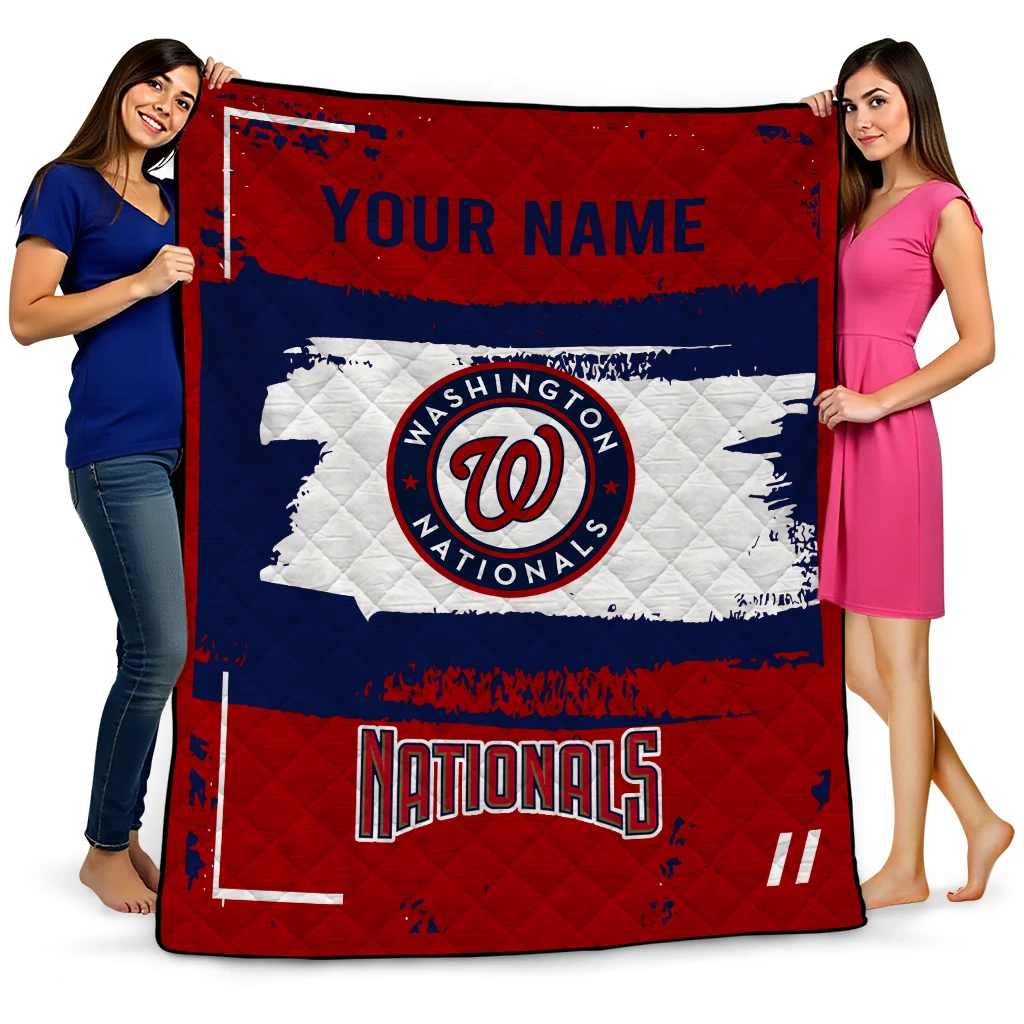 custom washington nationals grunge patch red white quilt blanket best selling
