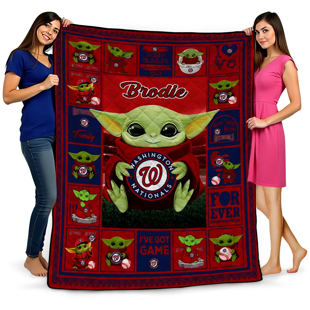 custom washington nationals yody baby motif red quilt blanket best selling