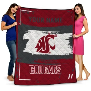 custom washington state cougars grunge patch crimson white quilt blanket best selling