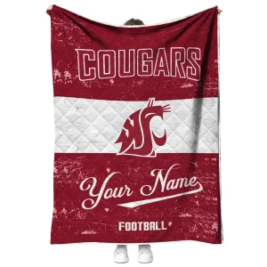 custom washington state cougars hibiscus burst crimson white quilt blanket fashion forward