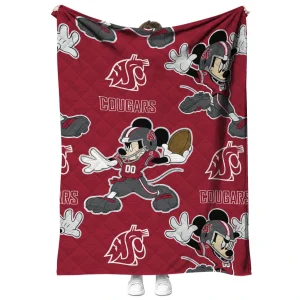 custom washington state cougars mickey football crimson quilt blanket fashion forward