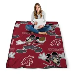 custom washington state cougars mickey football crimson quilt blanket best selling