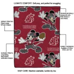 custom washington state cougars mickey football crimson quilt blanket best selling