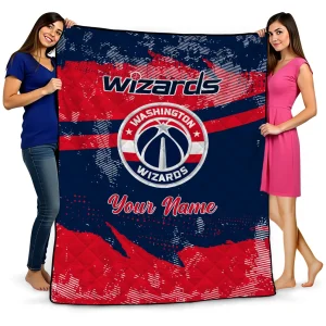 custom washington wizards brushstroke layers blue quilt blanket best selling