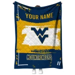 custom west virginia mountaineers grunge patch blue white quilt blanket best selling
