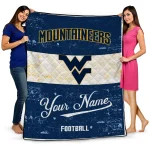 custom west virginia mountaineers hibiscus burst blue white quilt blanket best selling