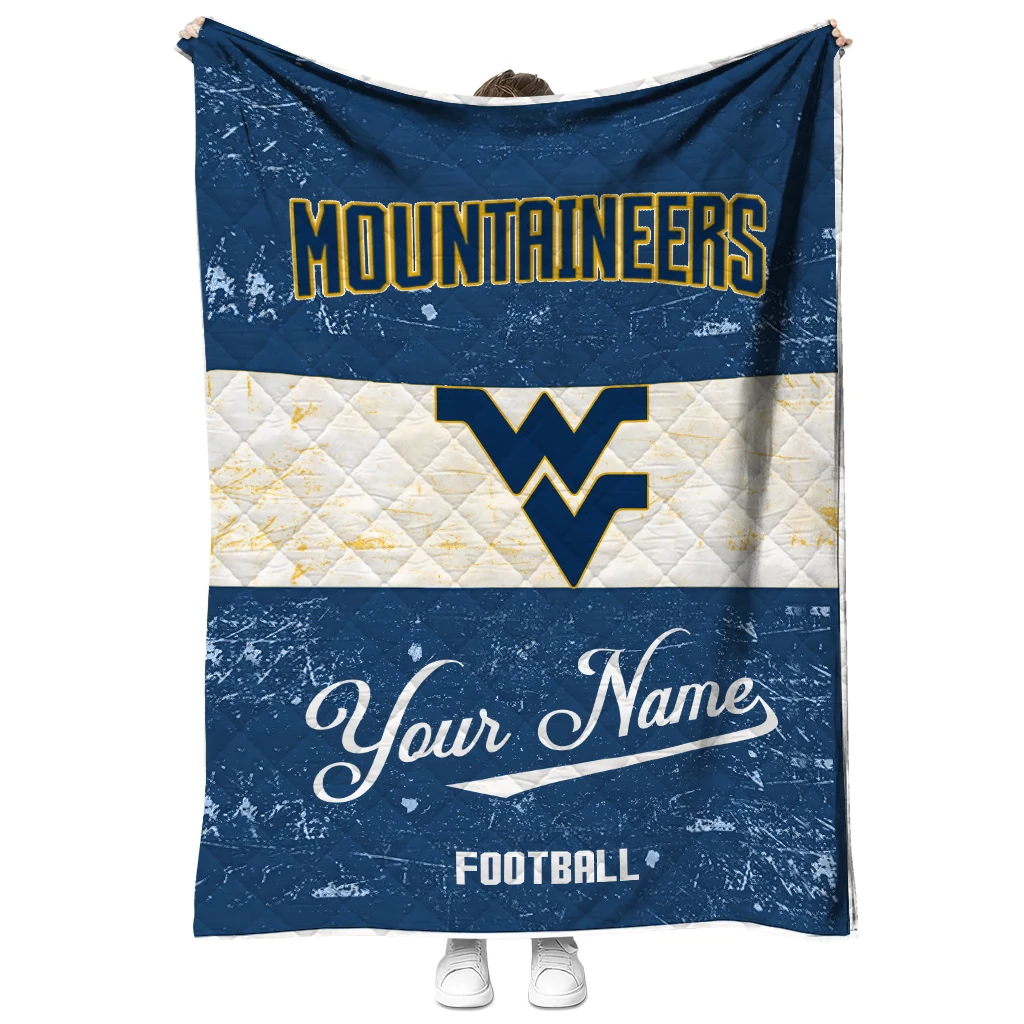 custom west virginia mountaineers hibiscus burst blue white quilt blanket fashion forward