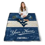 custom west virginia mountaineers hibiscus burst blue white quilt blanket best selling