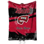 custom western kentucky hilltoppers brushstroke layers red quilt blanket best selling