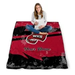 custom western kentucky hilltoppers brushstroke layers red quilt blanket best selling
