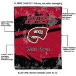 custom western kentucky hilltoppers brushstroke layers red quilt blanket best selling