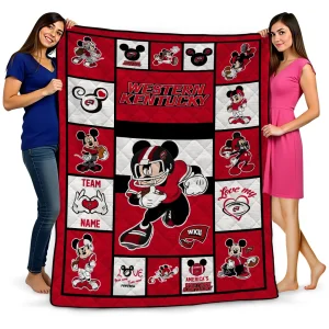 custom western kentucky hilltoppers mickey crimson red white quilt blanket best selling