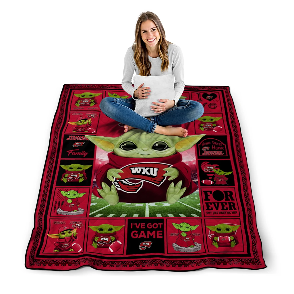 custom western kentucky hilltoppers yody baby pattern red quilt blanket high quality custom western kentucky hilltoppers yody baby pattern red quilt blanket high quality