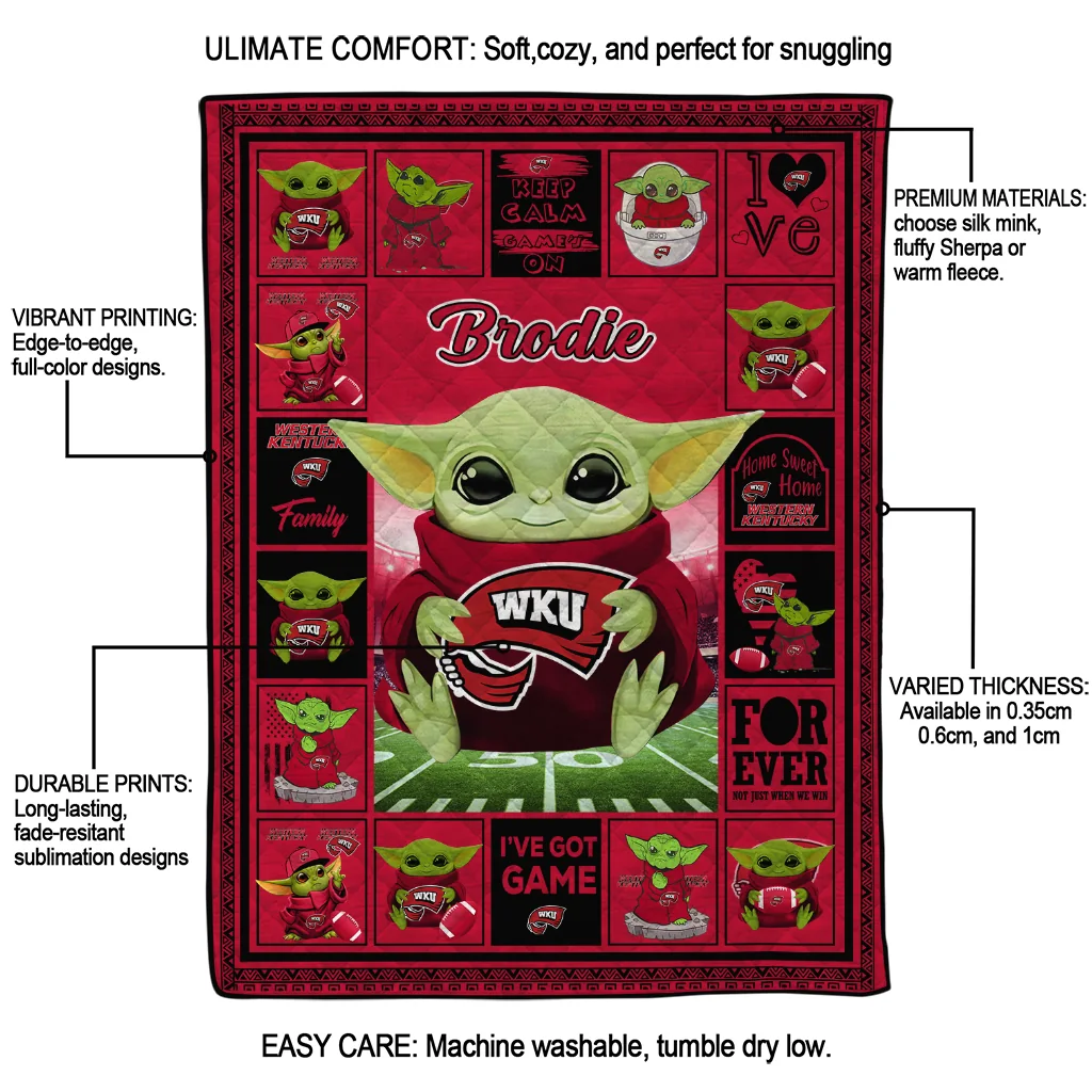 custom western kentucky hilltoppers yody baby pattern red quilt blanket latest model custom western kentucky hilltoppers yody baby pattern red quilt blanket latest model