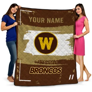 custom western michigan broncos grunge patch brown white quilt blanket best selling