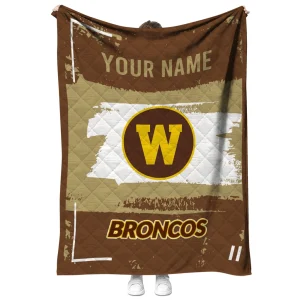 custom western michigan broncos grunge patch brown white quilt blanket fashion forward
