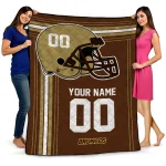 custom western michigan broncos helmet theme brown quilt blanket best selling