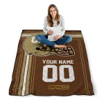custom western michigan broncos helmet theme brown quilt blanket best selling