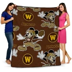 custom western michigan broncos mickey football brown quilt blanket best selling